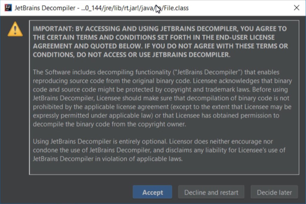 JetBrains decompiler warning