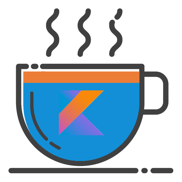 A cup, usually a symbol of Java, with a Kotlin logo 